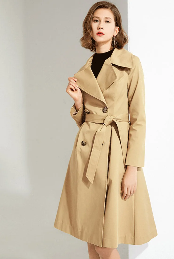 Khaki Lapel Thin Trench Coat
