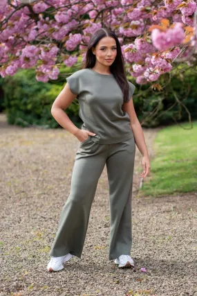 Khaki Wide Leg Trousers