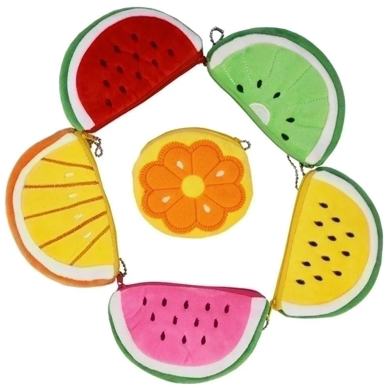 Kid's Fruit Plush Zipper Coin Purses