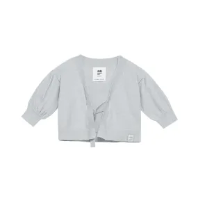 Kids Full Sleeve Cardigan in Light Grey Brushed Knit