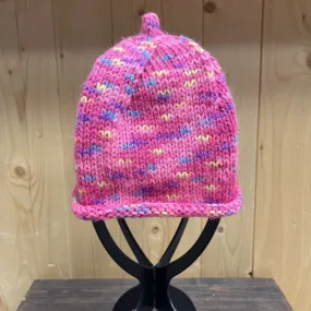 Kids Knit Toque: Pink/Multi-children-