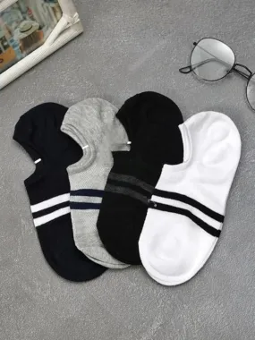Kids' Striped Loafer Socks Set  - White, Grey, Black & Navy