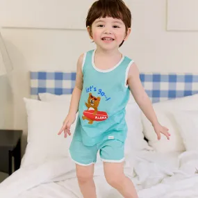 Kids Summer Seeveless Shirt Cotton Cool Mesh Pajamas Set - Joy Bear