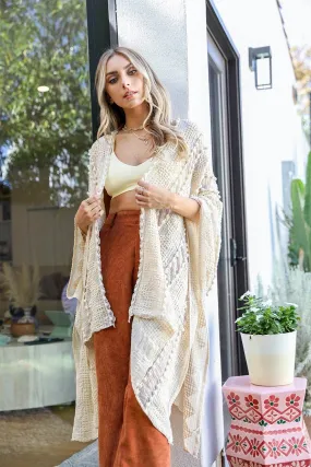 Kimono - Embroidered Zig Zag - Cream