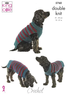 King Cole 5760 Dog Coats in DK Crochet Pattern