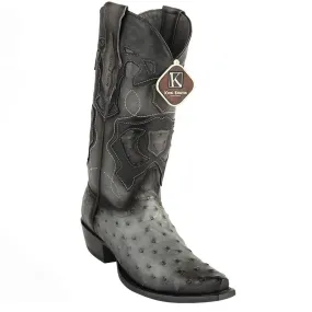 King Exotic Men's Ostrich Western Snip Toe Boots