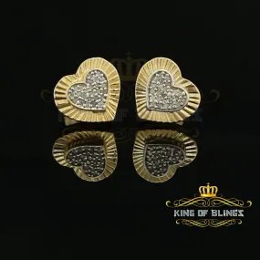 King of Blings-Aretes Para Hombre Heart 925 Yellow Silver 0.15ct Diamond Women's Stud Earring