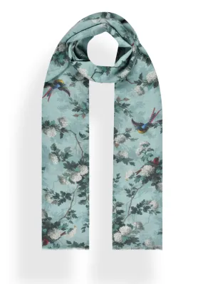 Kingfisher Dreams Print in Wool Silk