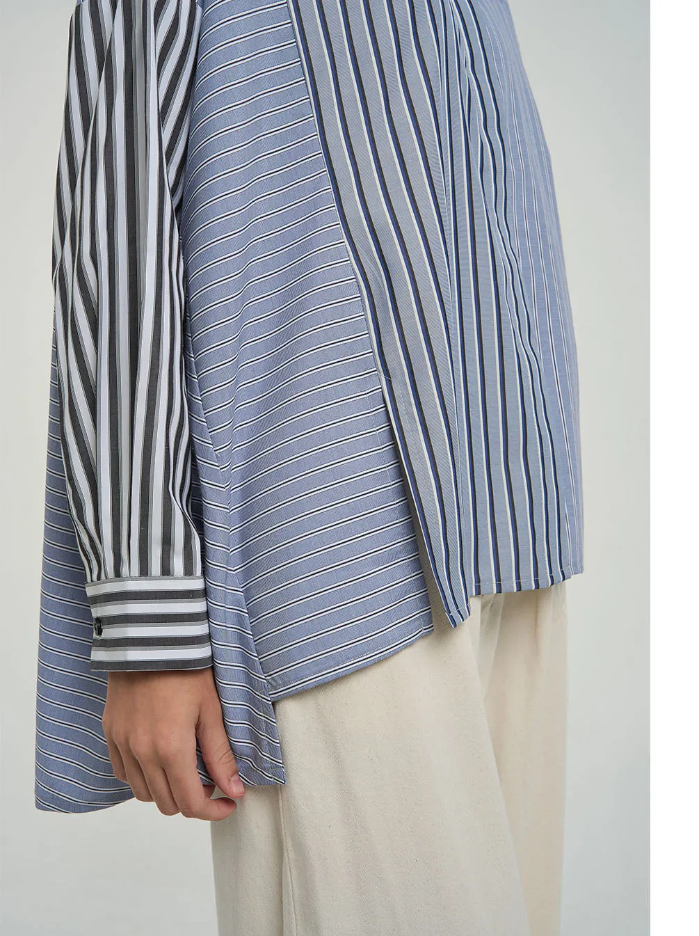 KIRAN OVERSIZED TOP GREY BLUE
