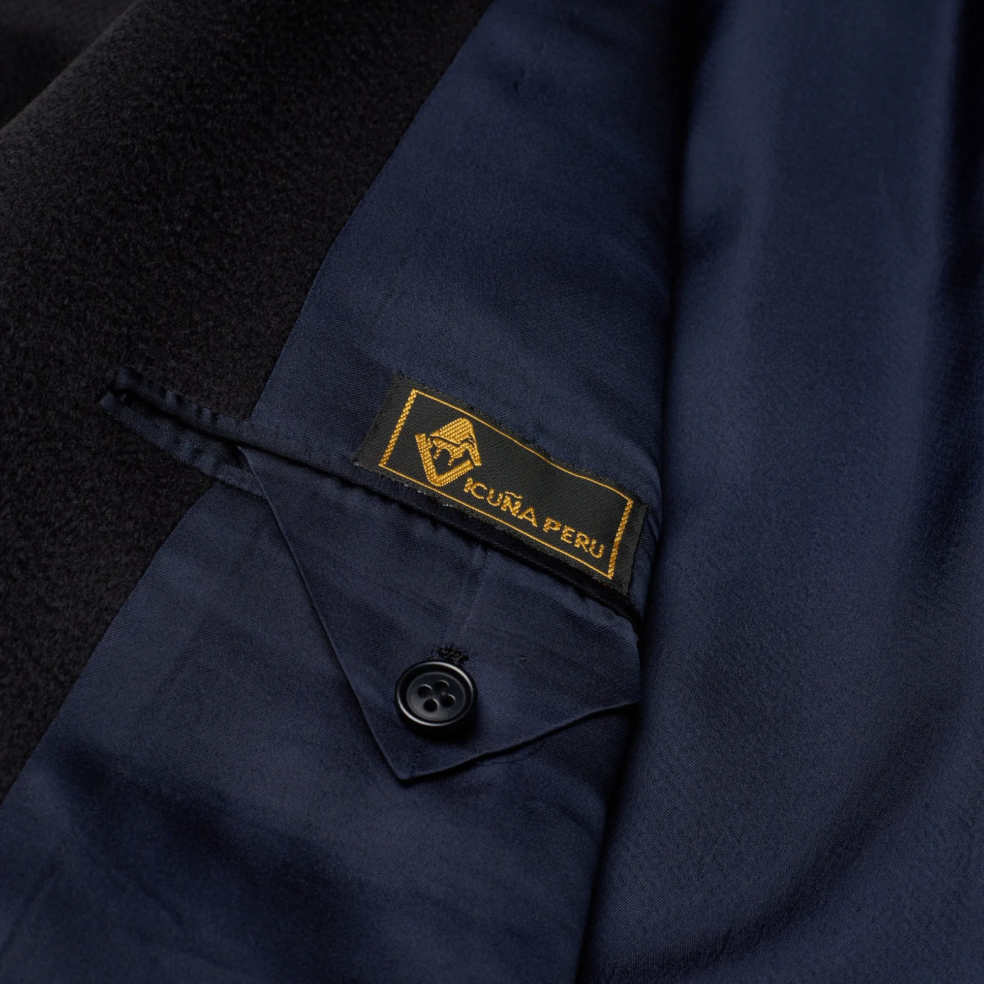 KITON Napoli Handmade Midnight Blue Cashmere Vicuna Peru Coat EU 58 NEW US 48