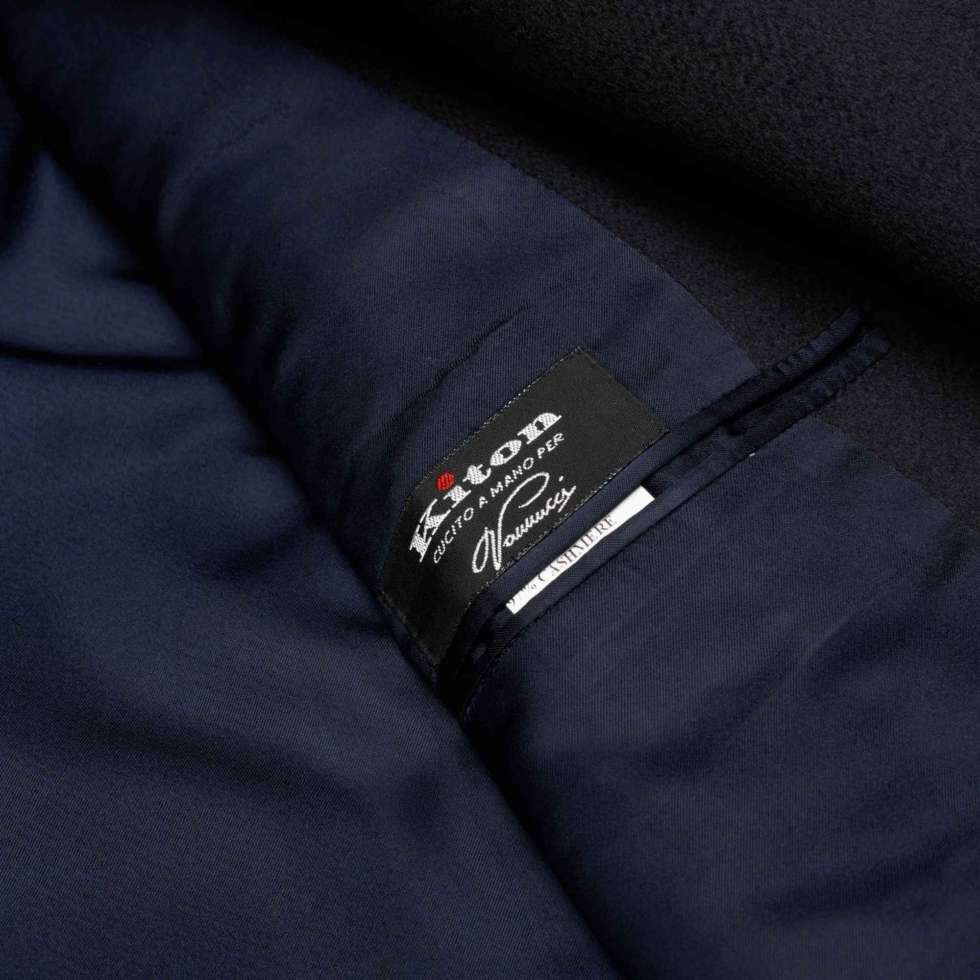 KITON Napoli Handmade Midnight Blue Cashmere Vicuna Peru Coat EU 58 NEW US 48