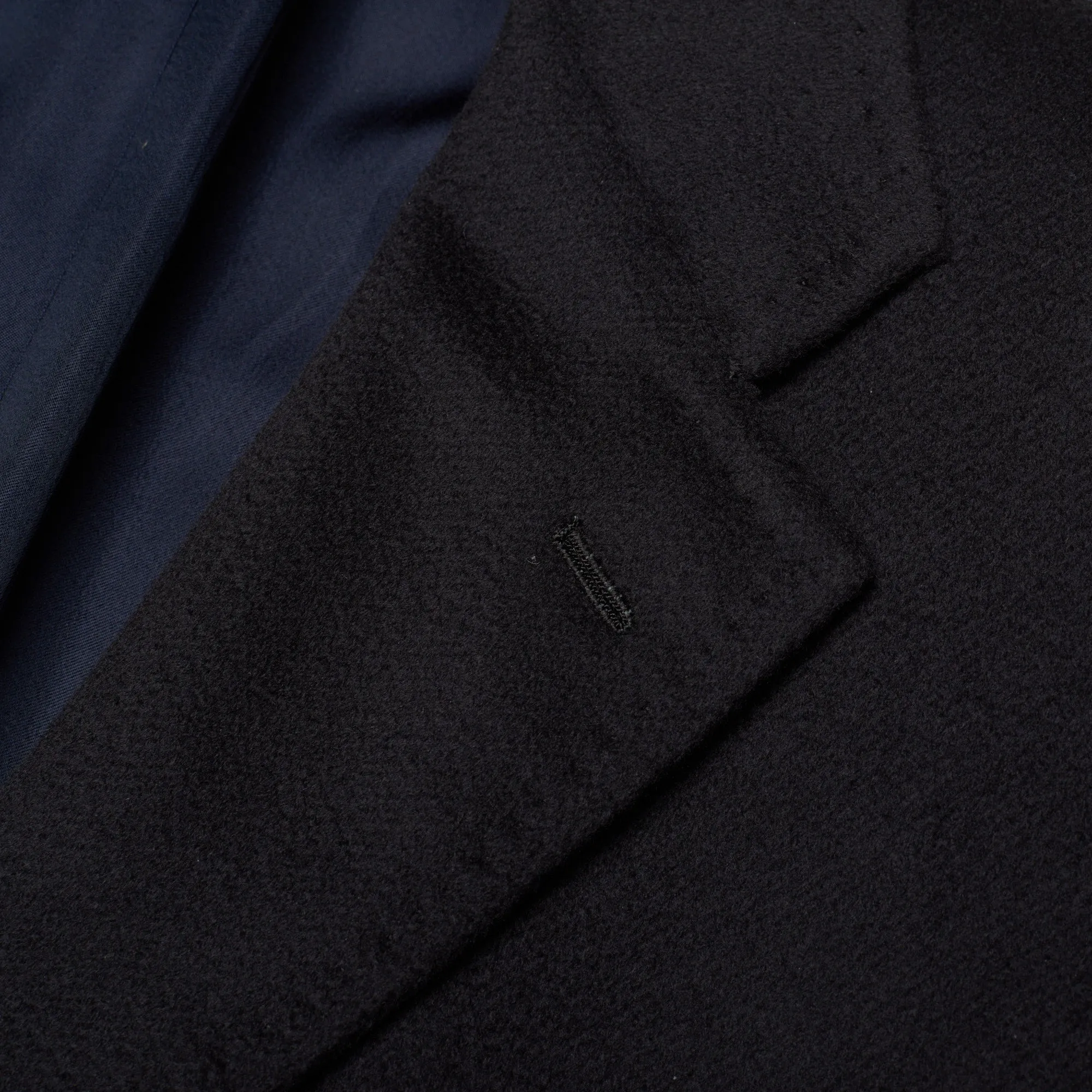 KITON Napoli Handmade Midnight Blue Cashmere Vicuna Peru Coat EU 58 NEW US 48