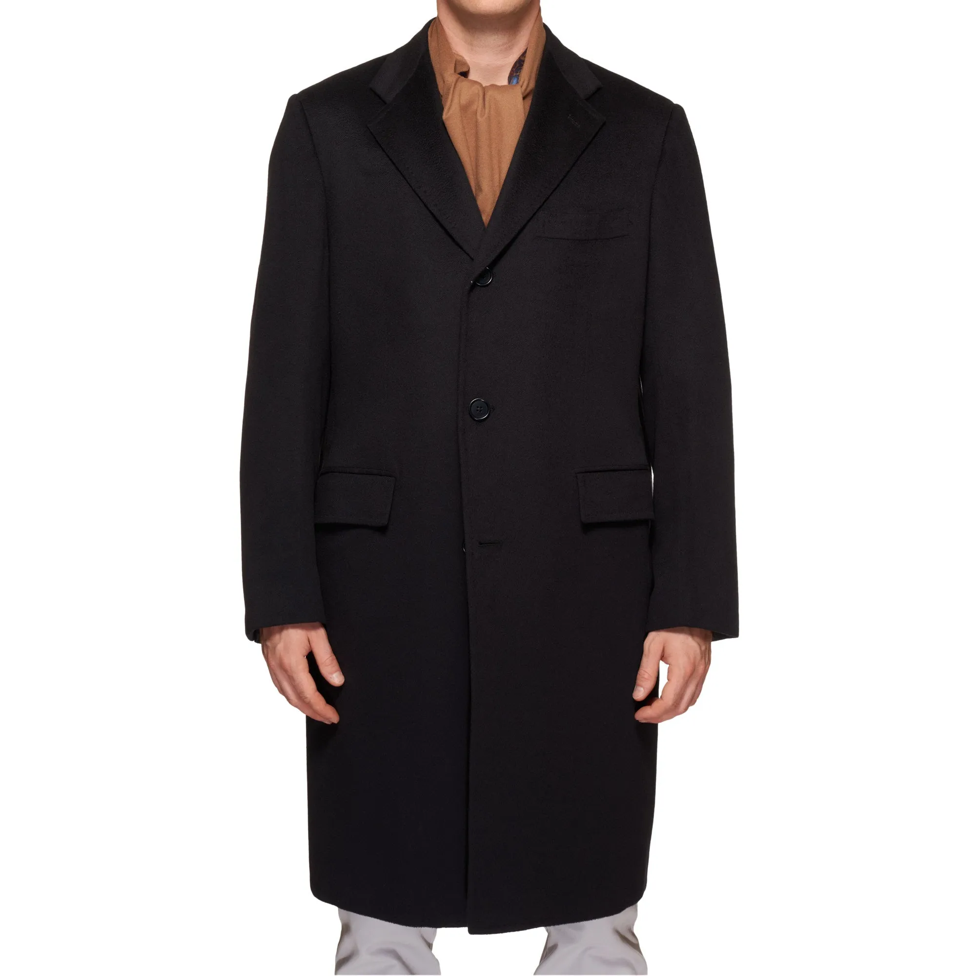 KITON Napoli Handmade Midnight Blue Cashmere Vicuna Peru Coat EU 58 NEW US 48