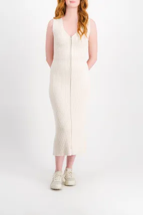 Knitted A-line maxi dress with zipped front