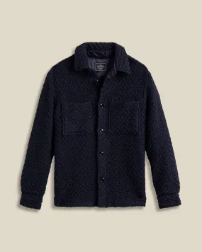 Knitted Herringbone Overshirt - Navy
