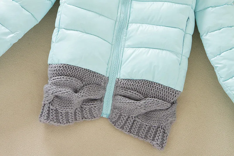 Knitted Splicing Hooded Down Coat