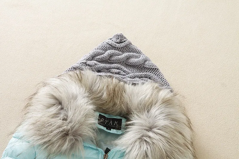 Knitted Splicing Hooded Down Coat