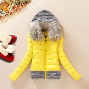 Knitted Splicing Hooded Down Coat