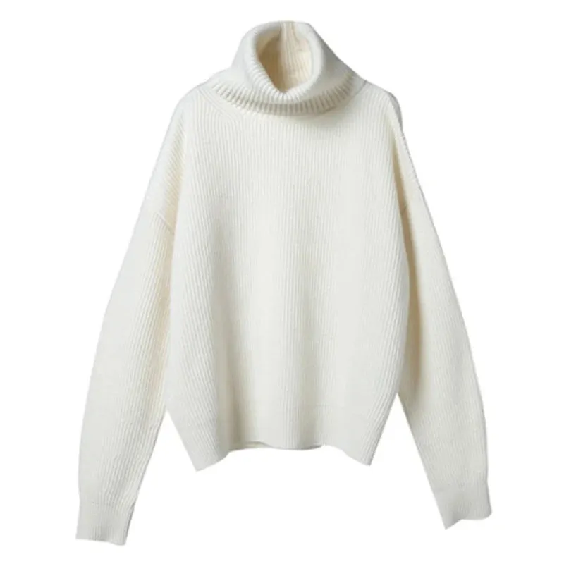 Knitted Turtlenecks Casual Loose Oversized Lady Sweaters  Pullover.