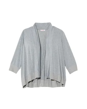 Kora 3/4 Sleeve Smocked Back Lightweight Cardigan | Light Grey