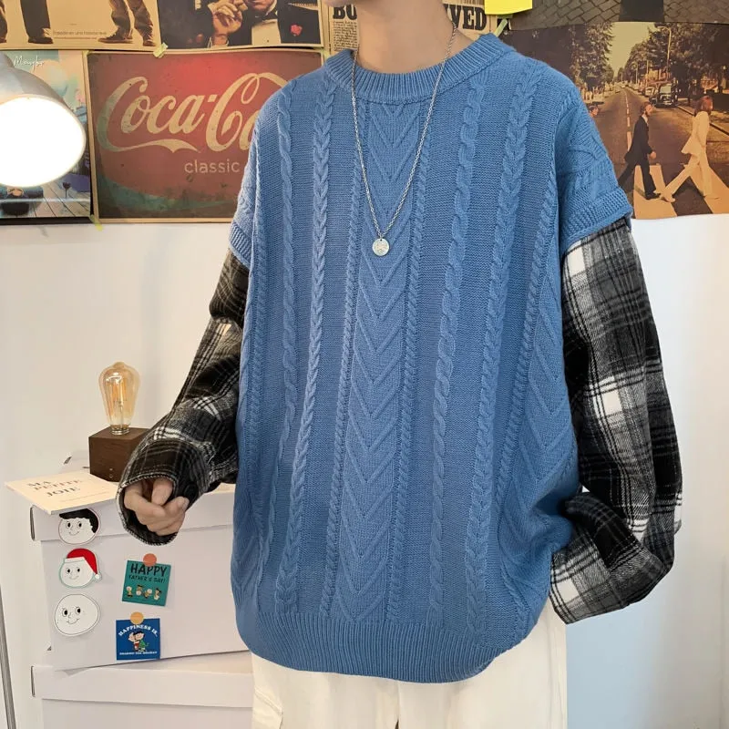 [Korean Style] Den Patchwork Pullover Sweaters