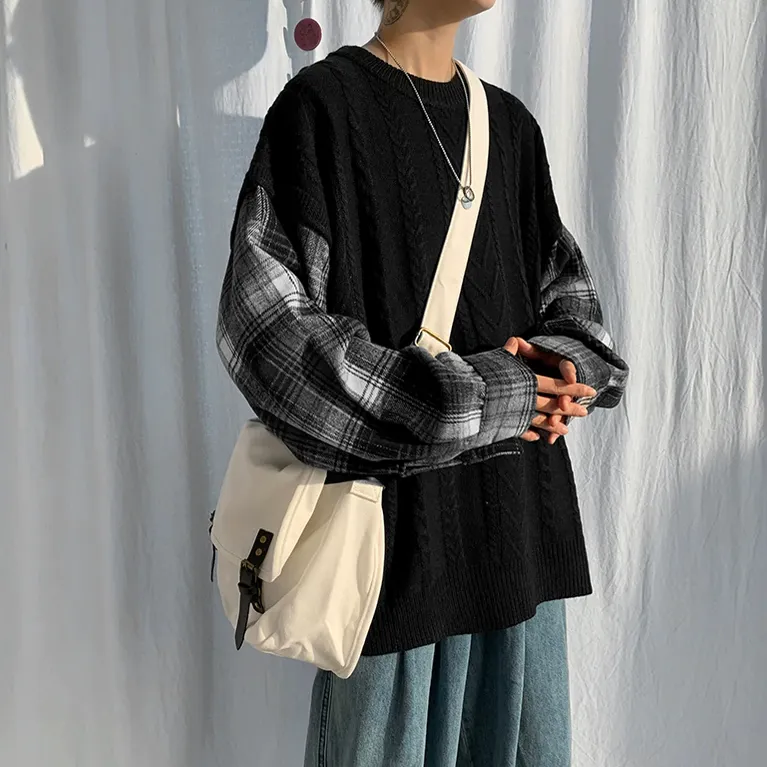 [Korean Style] Den Patchwork Pullover Sweaters