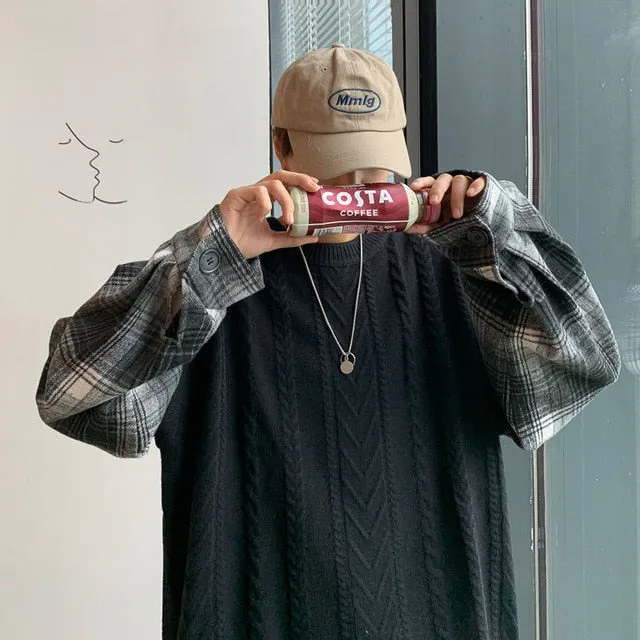 [Korean Style] Den Patchwork Pullover Sweaters