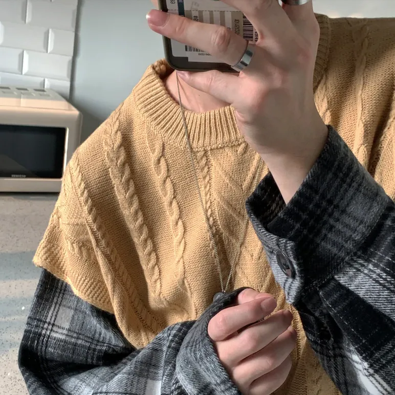 [Korean Style] Den Patchwork Pullover Sweaters