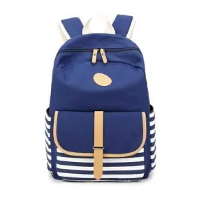 Korean Style Fashion Canvas Backpack Casual Travel Bag - Blue
