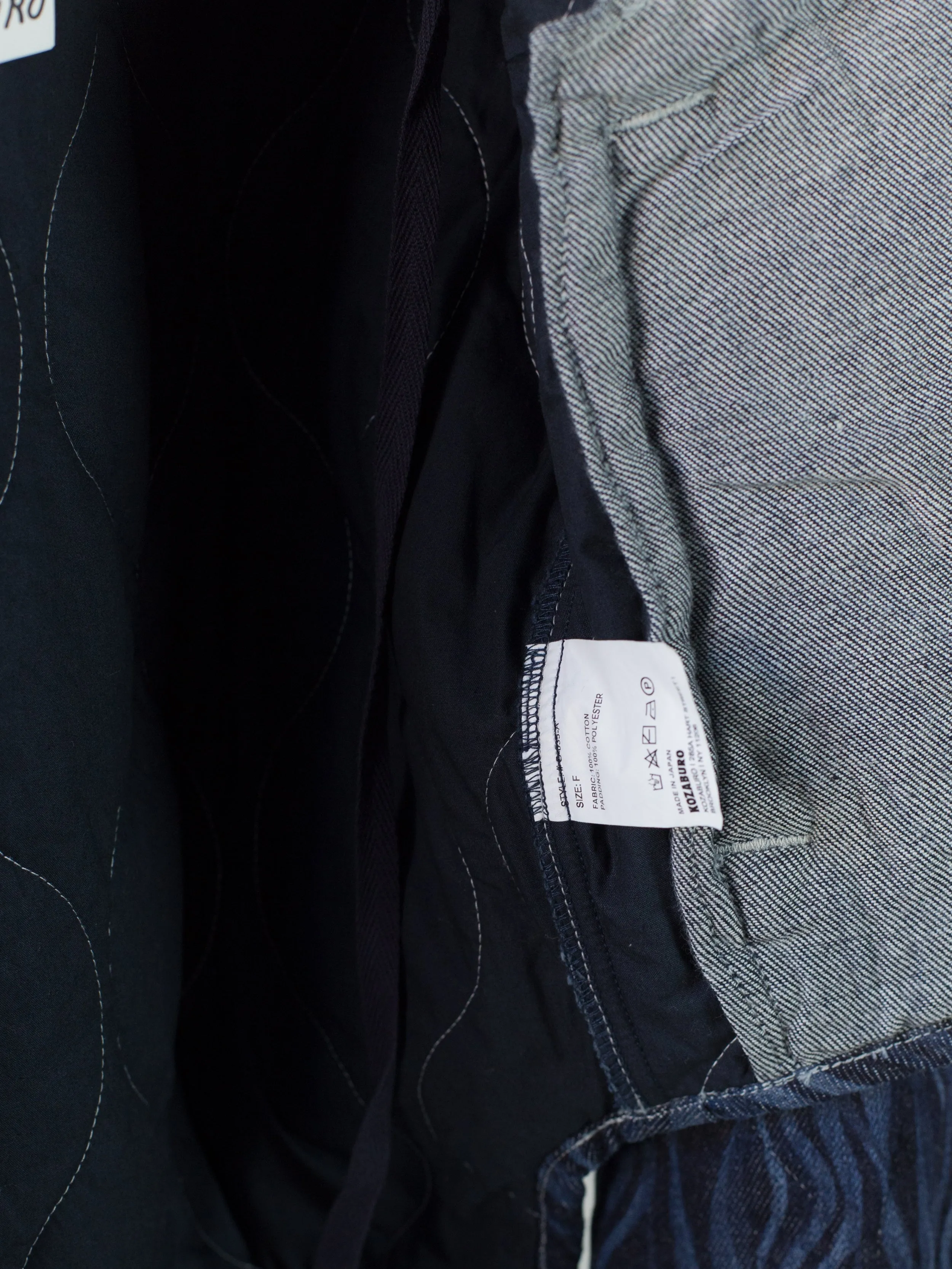 Kozaburo SS22 Laser-Etched Denim Kimono Liner