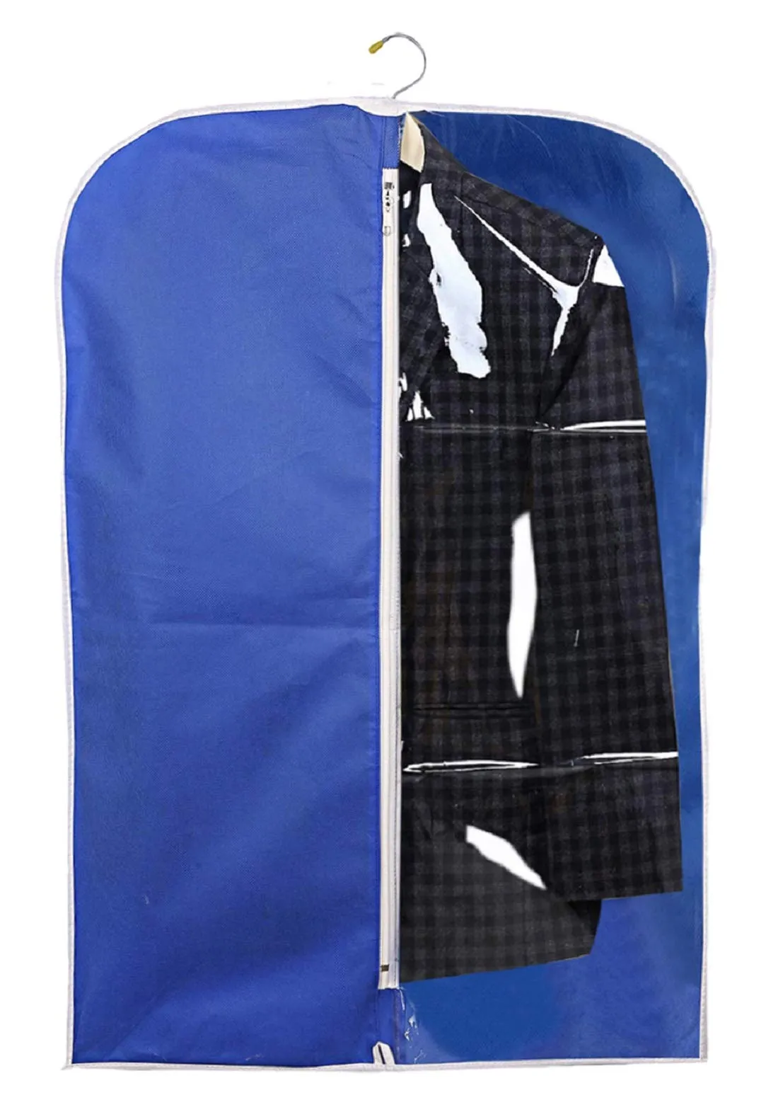 Kuber Industries 8 Pieces Half Transparent Non Woven Men's Coat Blazer Suit Cover (Maroon & Royal Blue) -CTKTC041590