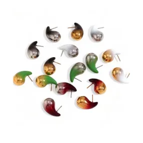 Kylie Colourful Paint Splatter Dome Drop Earrings