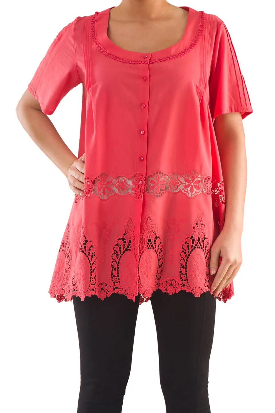 La Mouette Women's Plus Size Embroidered Voile Tunic