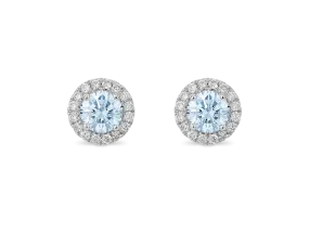 Lab-Grown Diamond 1ct. tw. Halo 14k Gold Earrings | Blue