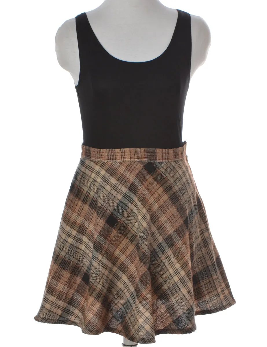 Label Brown Mini A-line Winter Skirt
