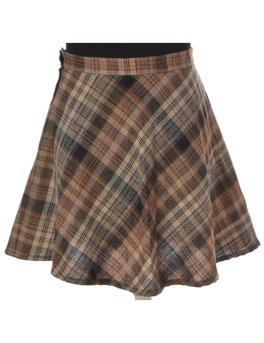 Label Brown Mini A-line Winter Skirt