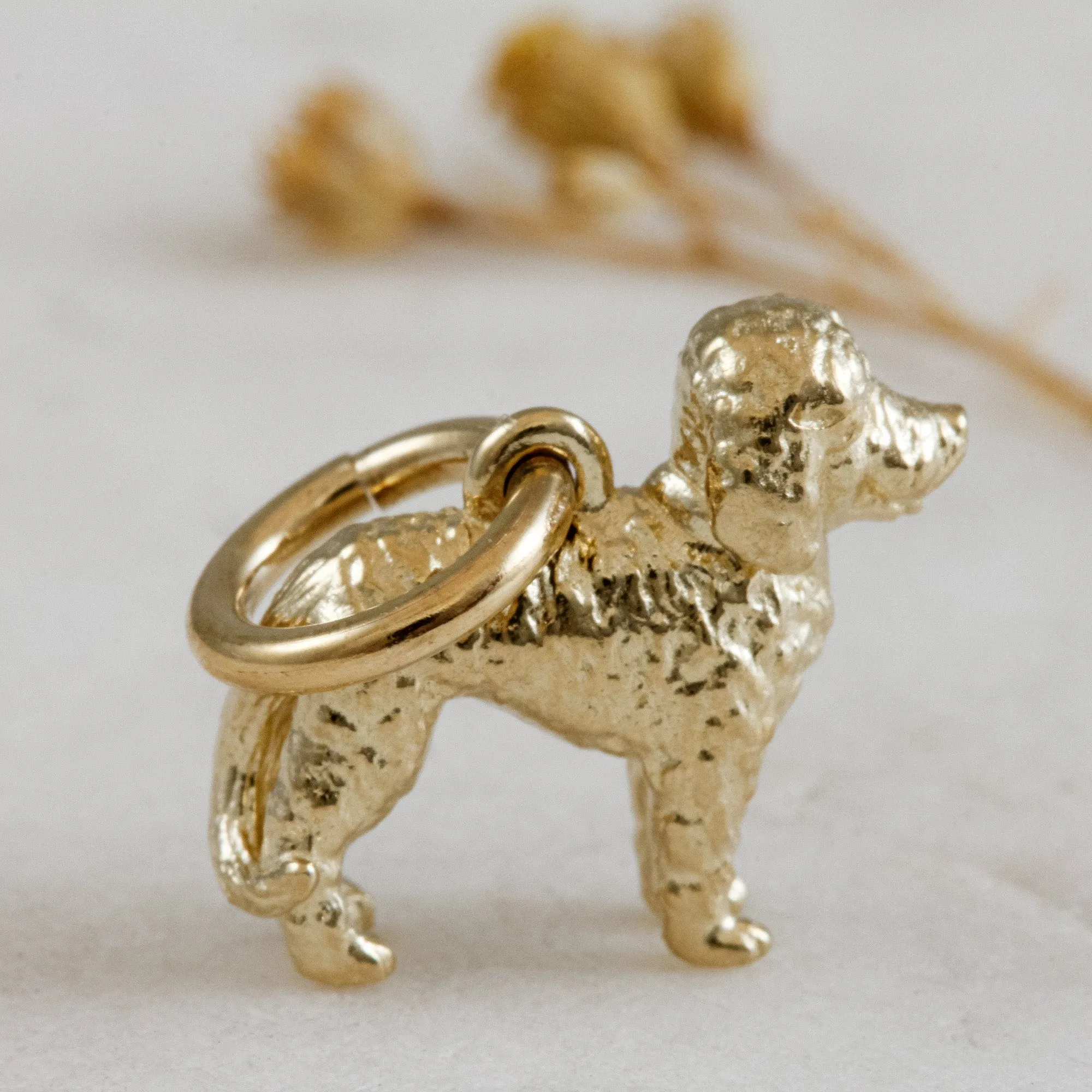 Labradoodle Solid Gold Dog Charm