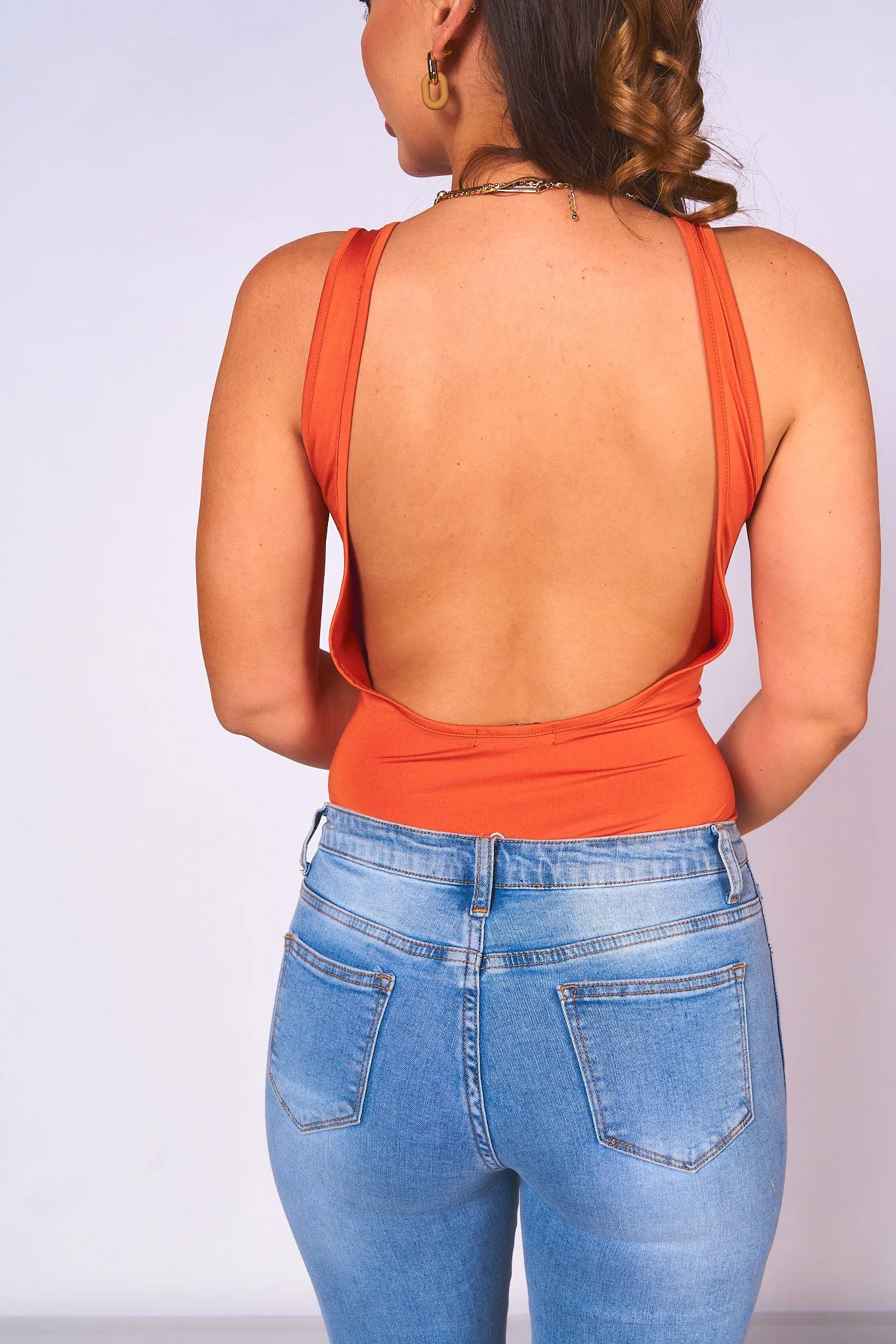 Lace-Up Backless Bodysuit