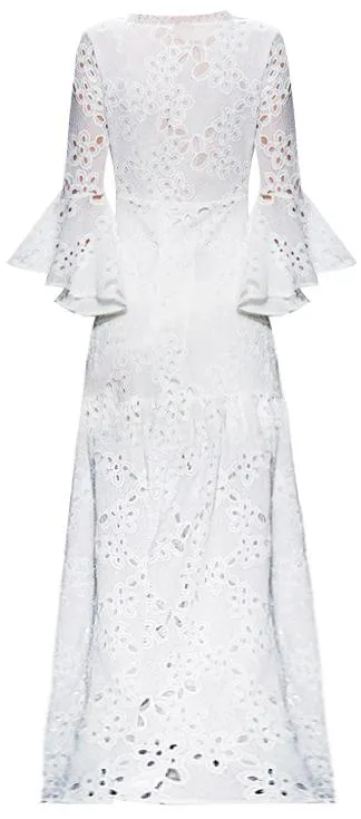 Lace-up Macrame-Lace Maxi Dress