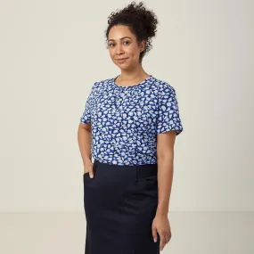 Ladies Antibacterial Petal Print Short Sleeve Top - CATUFA