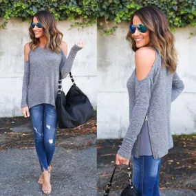 Ladies cutout shoulder fashion top