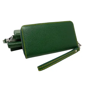 Ladies Italian Pebble Clutch - Green
