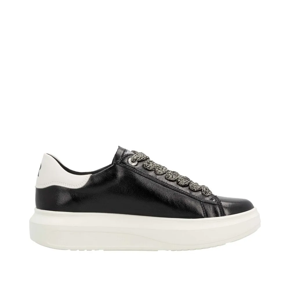 Ladies Rieker Evolution Lace Up Trainers Sneakers Black/off White W1205-00 sale