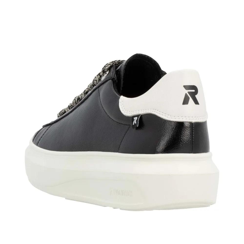 Ladies Rieker Evolution Lace Up Trainers Sneakers Black/off White W1205-00 sale
