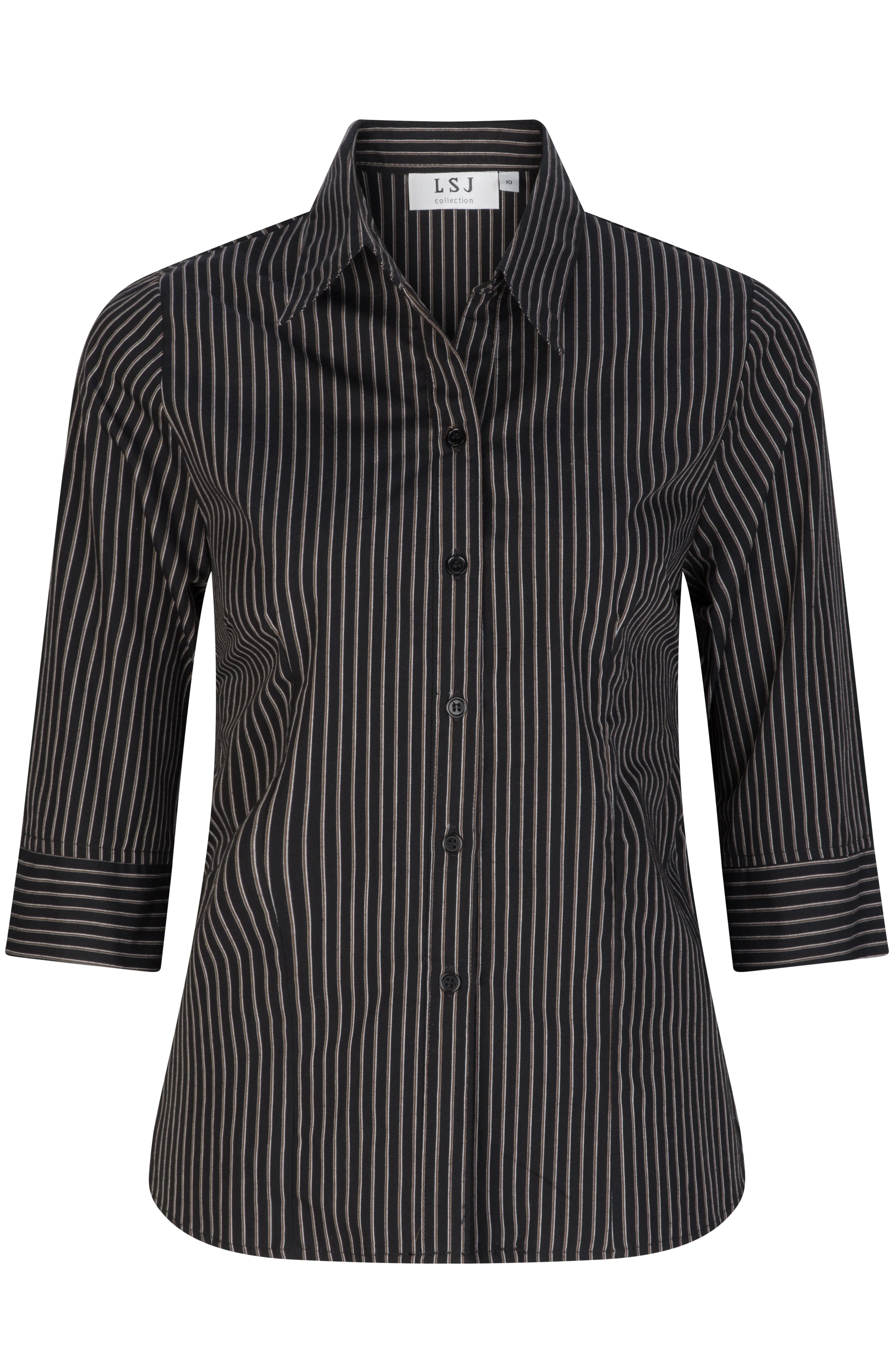 Ladies Shadow Stripe Semi fitted 3/4 Sleeve Shirt - 2172-SS