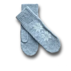 ÁLAFOSS PATTERN WOOL LAMB MITTENS - grey