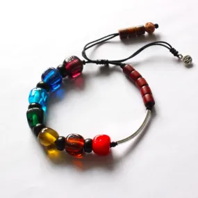 Lampwork &amp Silver Seven Chakra Yoga Bracelet