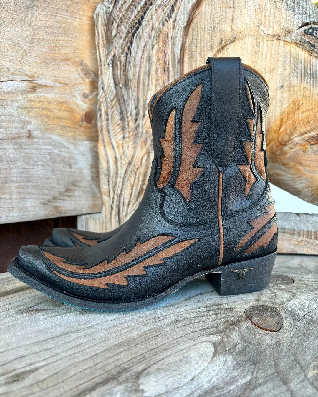Lane Boots Women’s Jet black & Caramel Walk the Line Cowgirl Bootie LB0478F