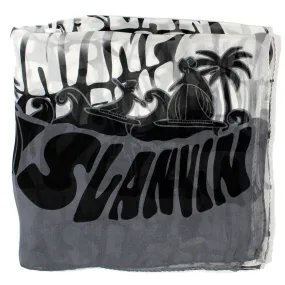 Lanvin Scarf Black Logo Island Design - Chiffon Silk Shawl FINAL SALE