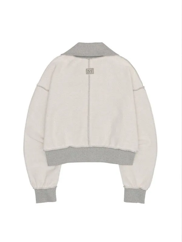 Lapel Letters Zipper Two Piece Set